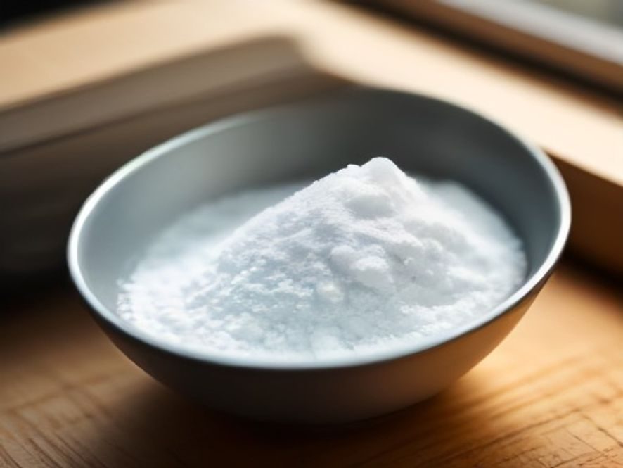A scoop of white creatine monohydrate powder in a bowl on a kitchen counter in morning light &mdash; creatine and aging